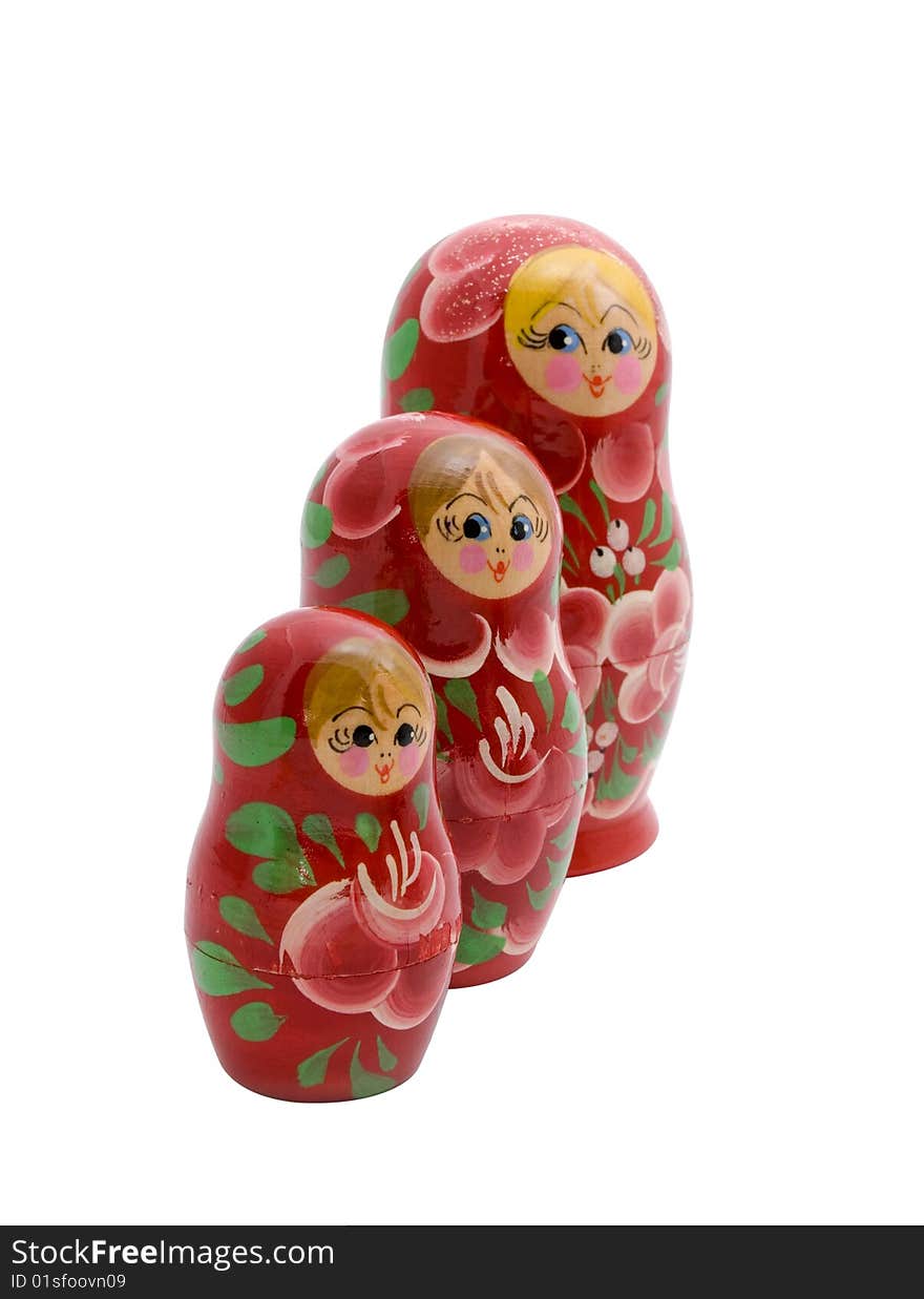 Painted wooden dolls, Russian souvenir. Painted wooden dolls, Russian souvenir