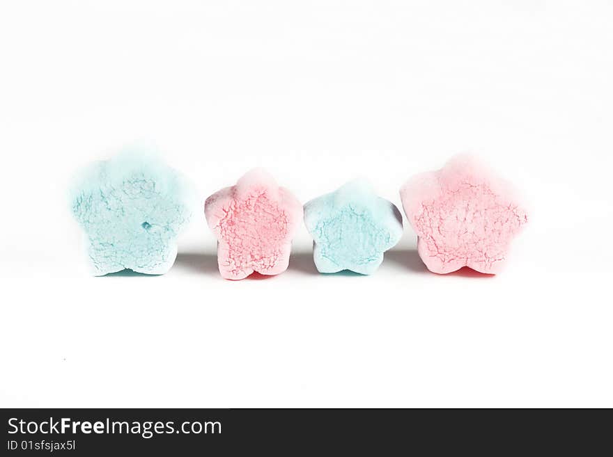 Candy marshmellow blue and pink start. Candy marshmellow blue and pink start