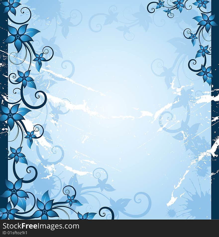 Winter blue background with flowers. Winter blue background with flowers