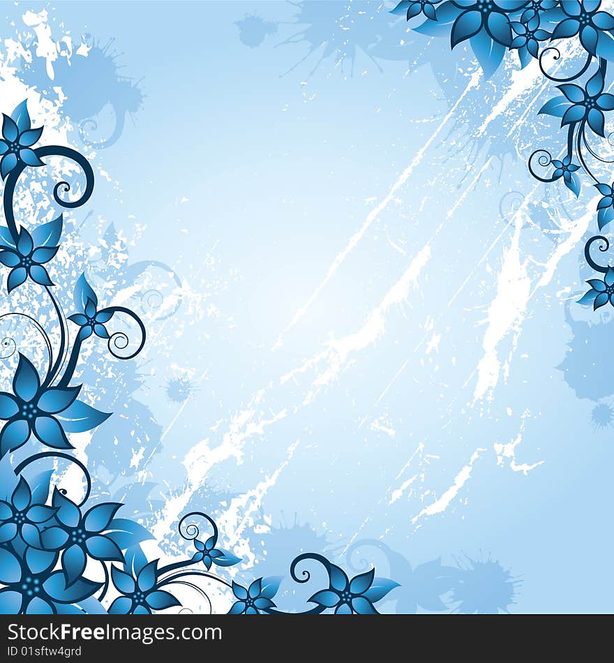 Winter blue background with flowers. Winter blue background with flowers