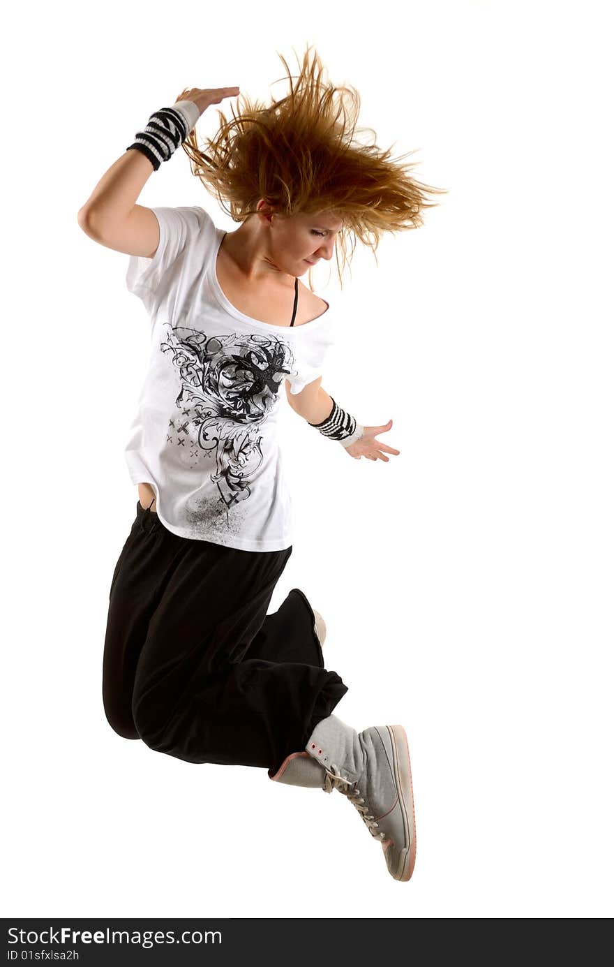 Young woman dancing modern dance