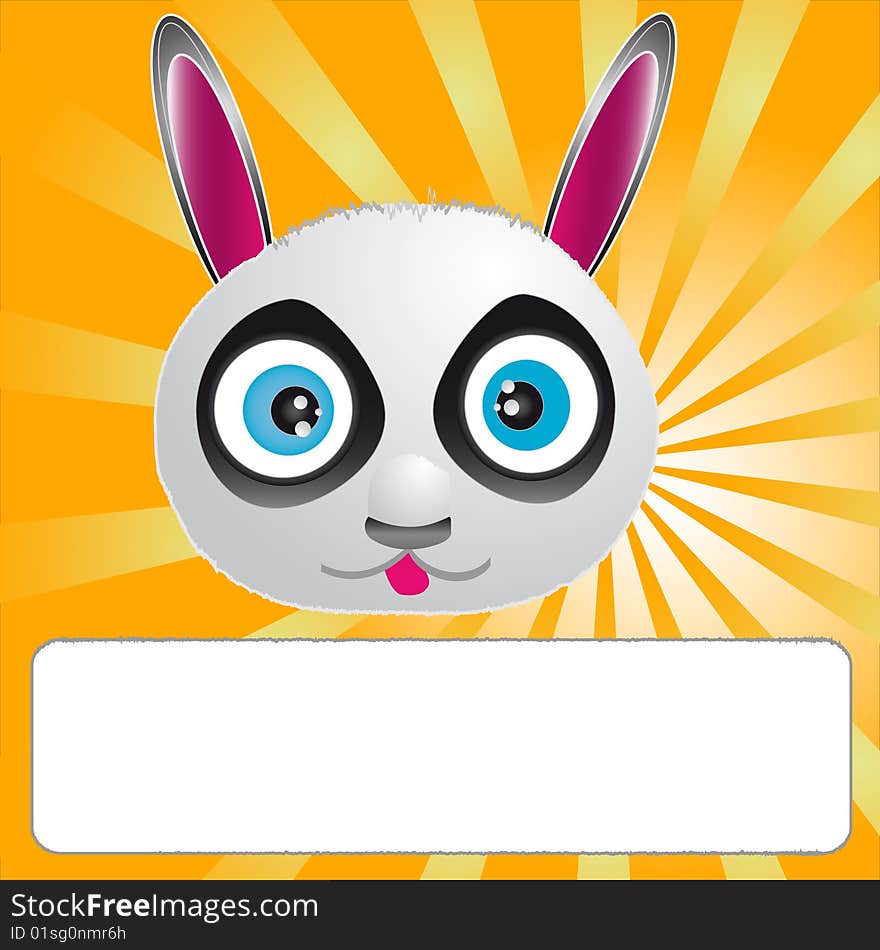 Funny bunny in the striped background. Funny bunny in the striped background