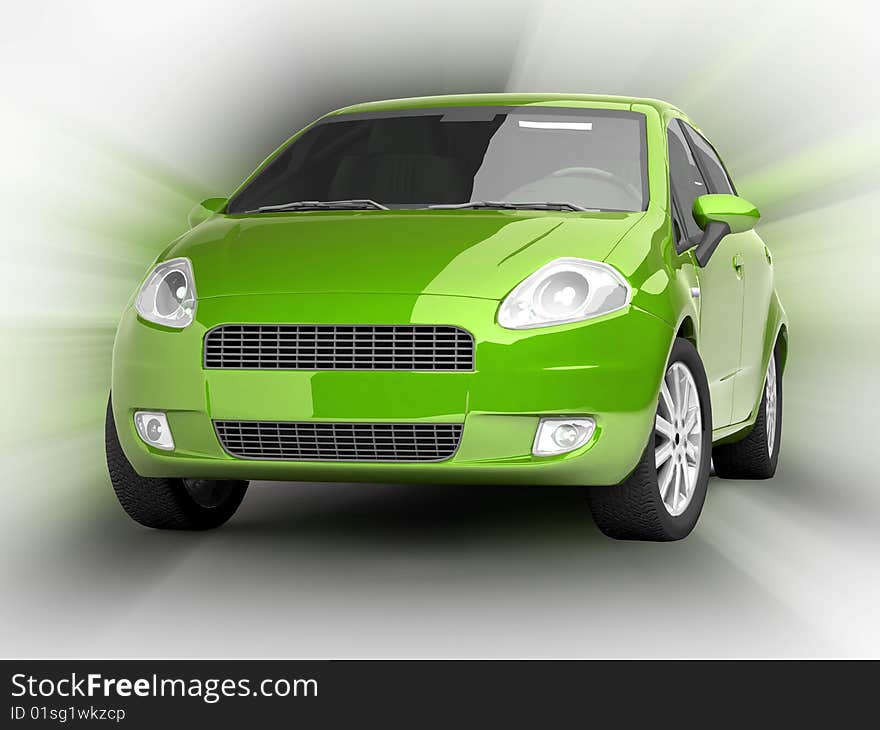 Green car on abstract background