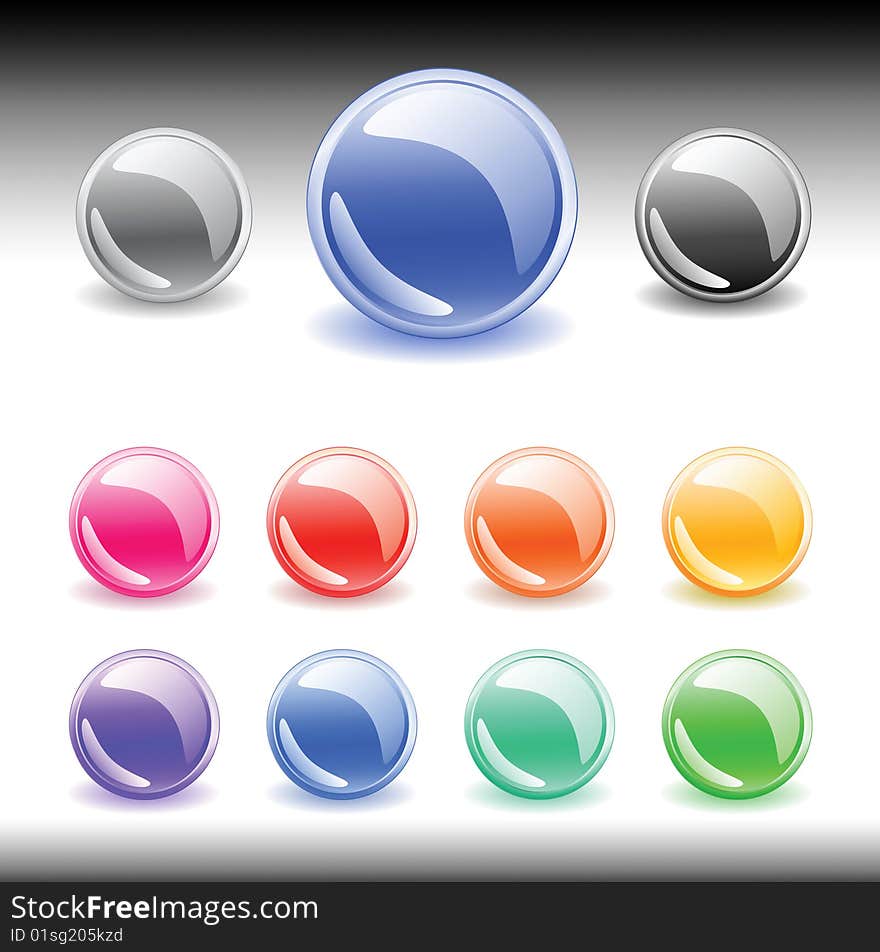 Colorful web buttons set. Vector