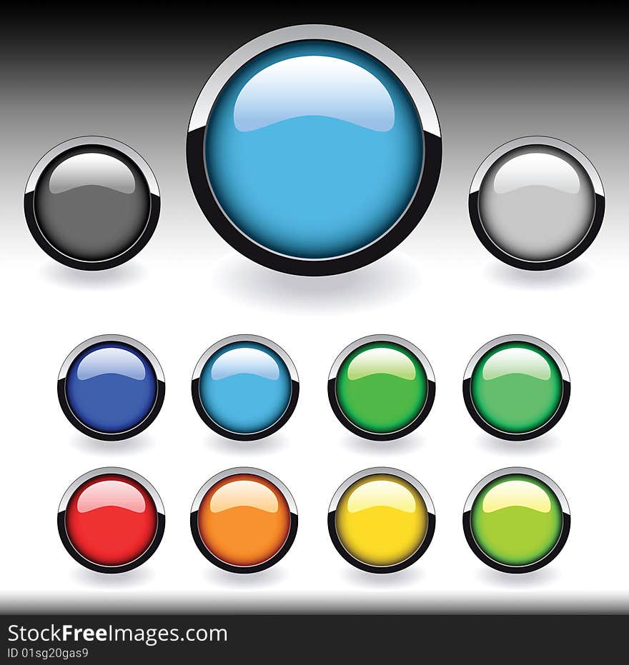 Bright shiny buttons with silver frame. Bright shiny buttons with silver frame