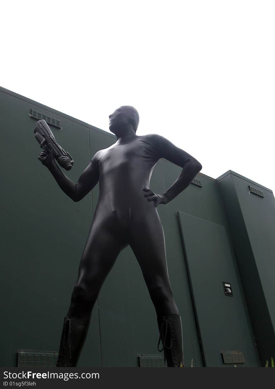 Sci-Fi Zentai with Blaster. Sci-Fi Zentai with Blaster