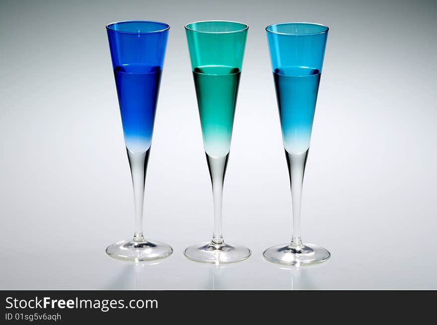 Blue and green cocktail trio