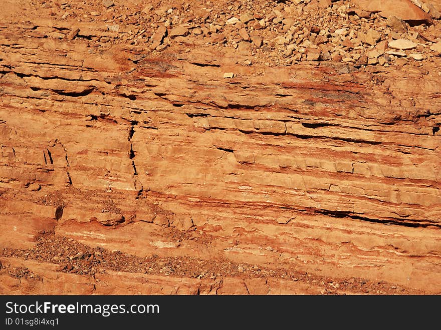 Close-up of a red sandstone