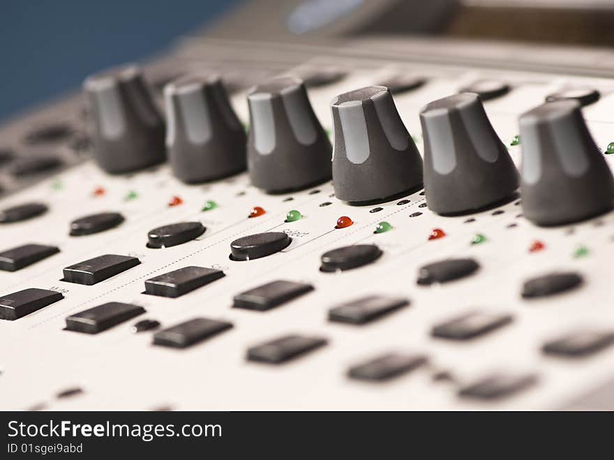 Modern mixing console close up