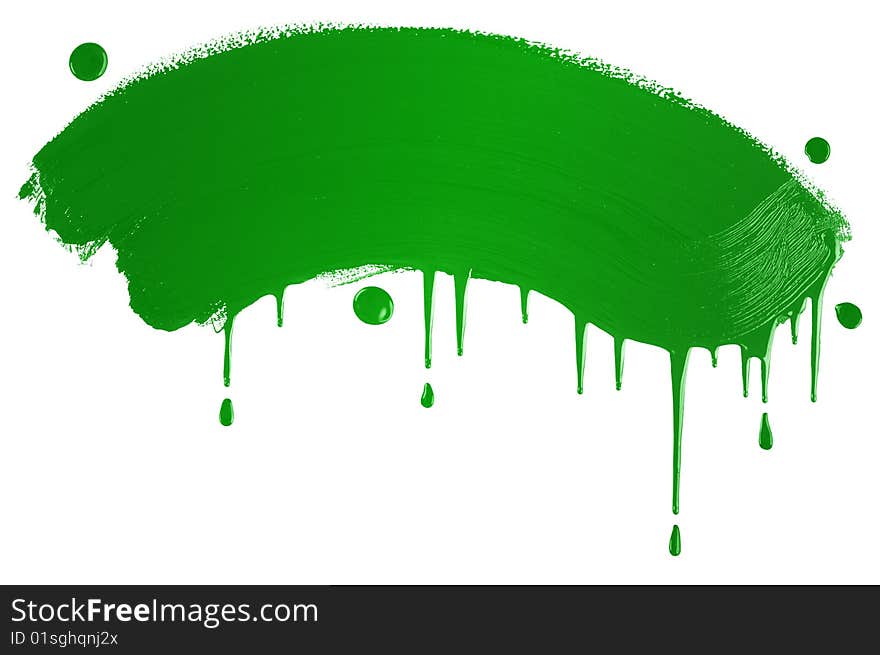 Green painted shape isolated on white. Green painted shape isolated on white