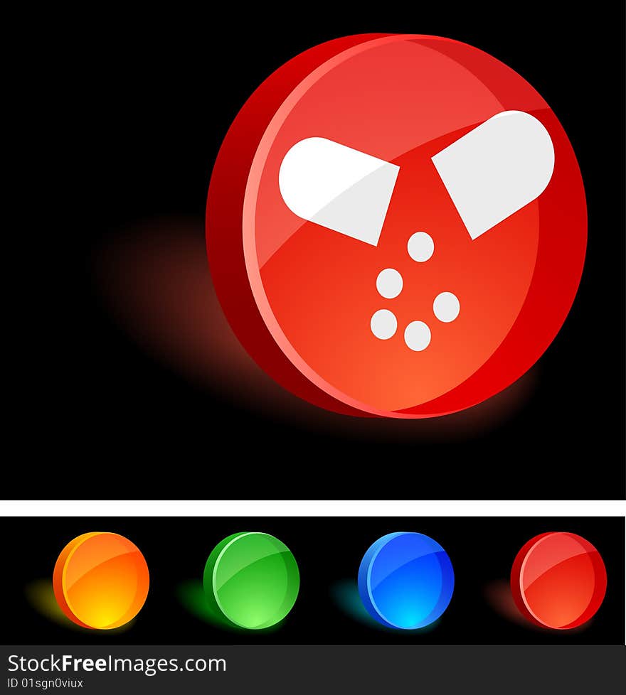 Pill 3d icon. Vector illustration. Pill 3d icon. Vector illustration.