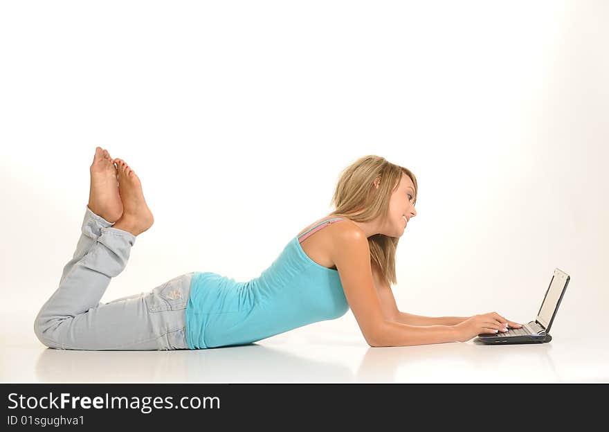 Beautiful young female with laptop