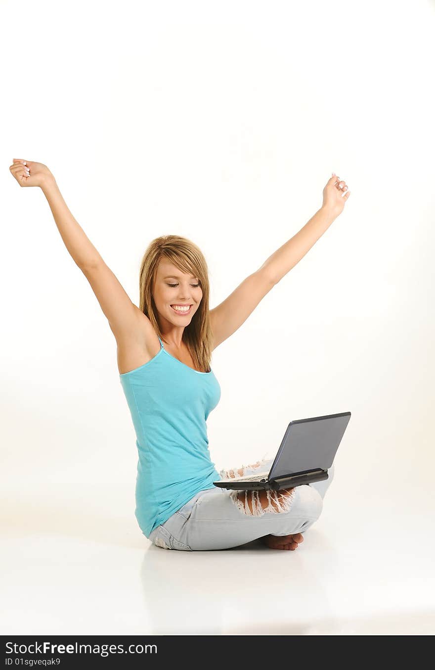 Beautiful young female with laptop