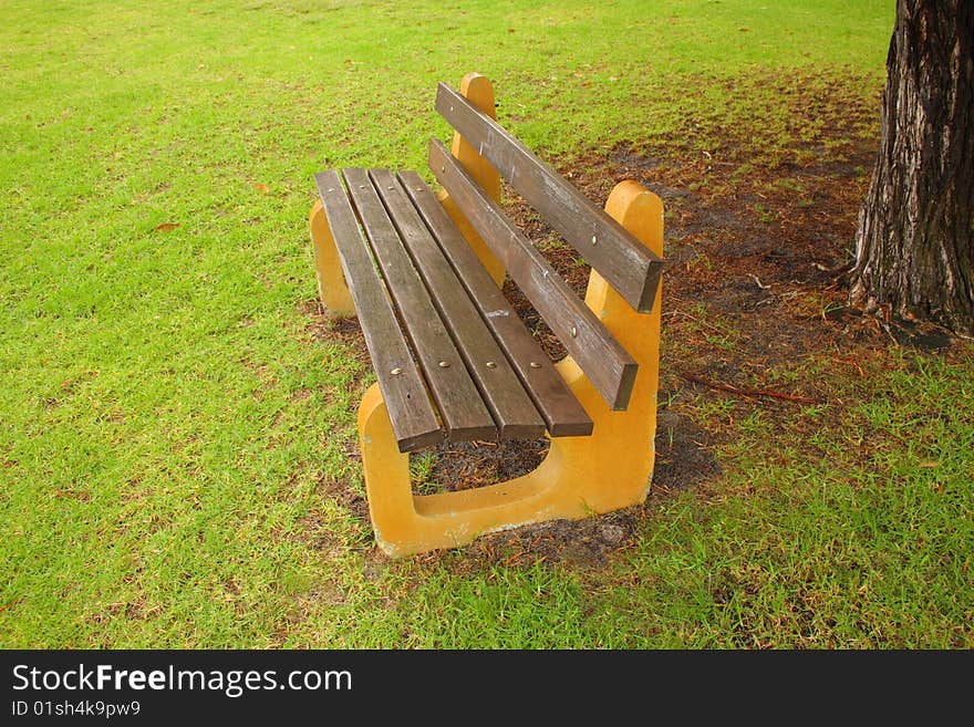 A chair in the park at house complex