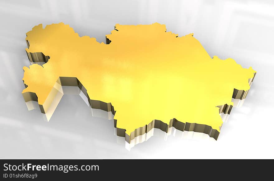 3d made map golden of khazakstan. 3d made map golden of khazakstan