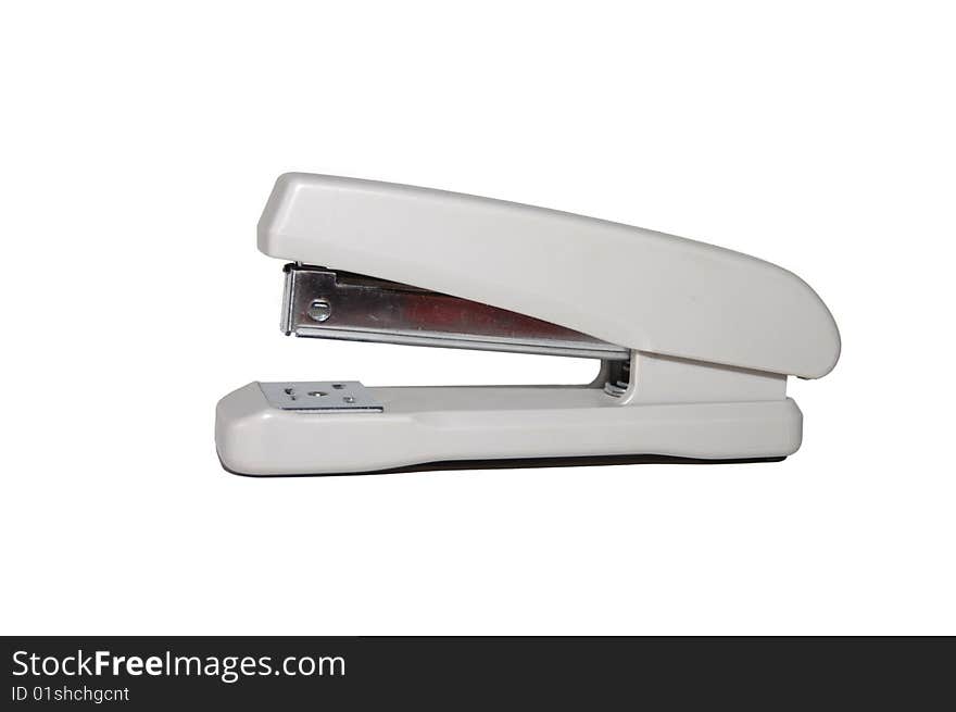 Grey Office Stapler On A White Background