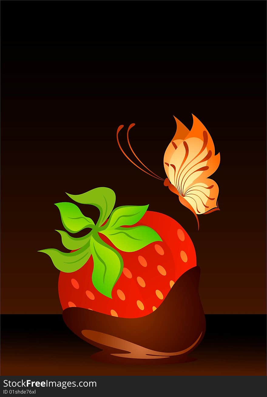 Beautiful juicy strawberry against on a dark background