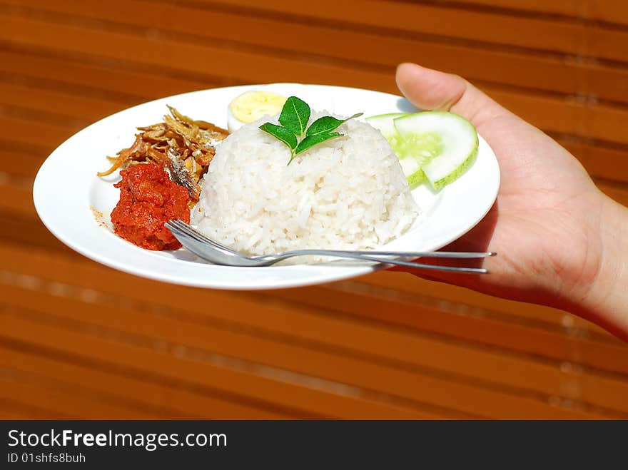 Serving Asian Traditional Cuisine Coconut Milk Rice. Serving Asian Traditional Cuisine Coconut Milk Rice