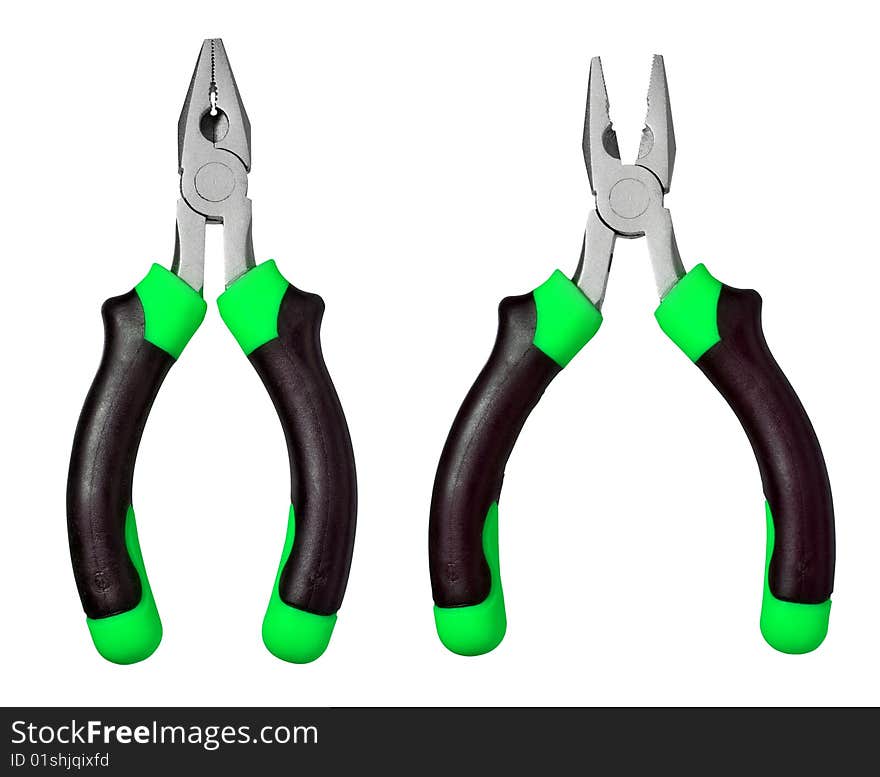 Pliers on white background (isolated with path). Pliers on white background (isolated with path).