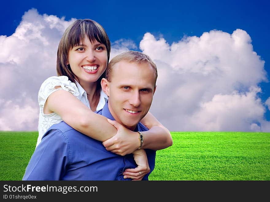 Two young happiness people with smiles