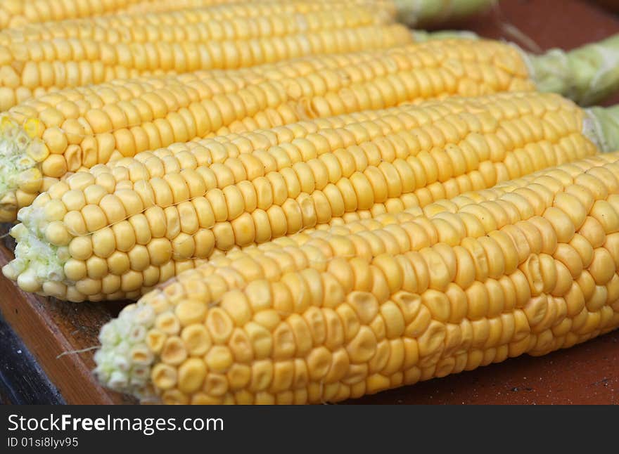 Some fresh corn on the market table