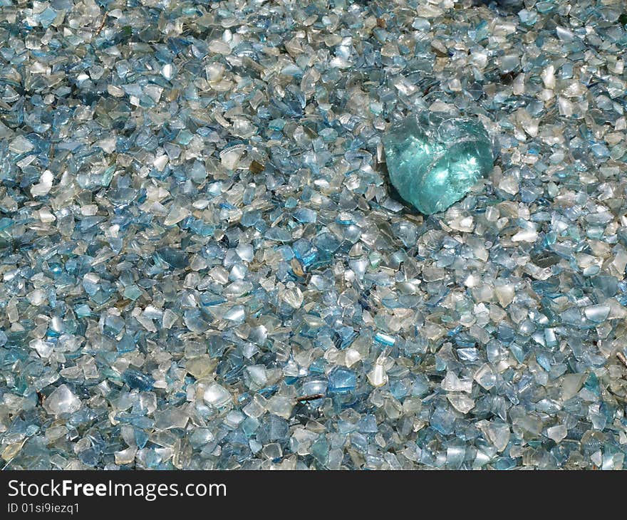 Floor covered with pieces of broken glass