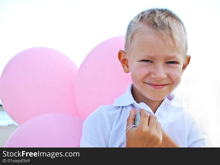 Boy Playing With  Balloons