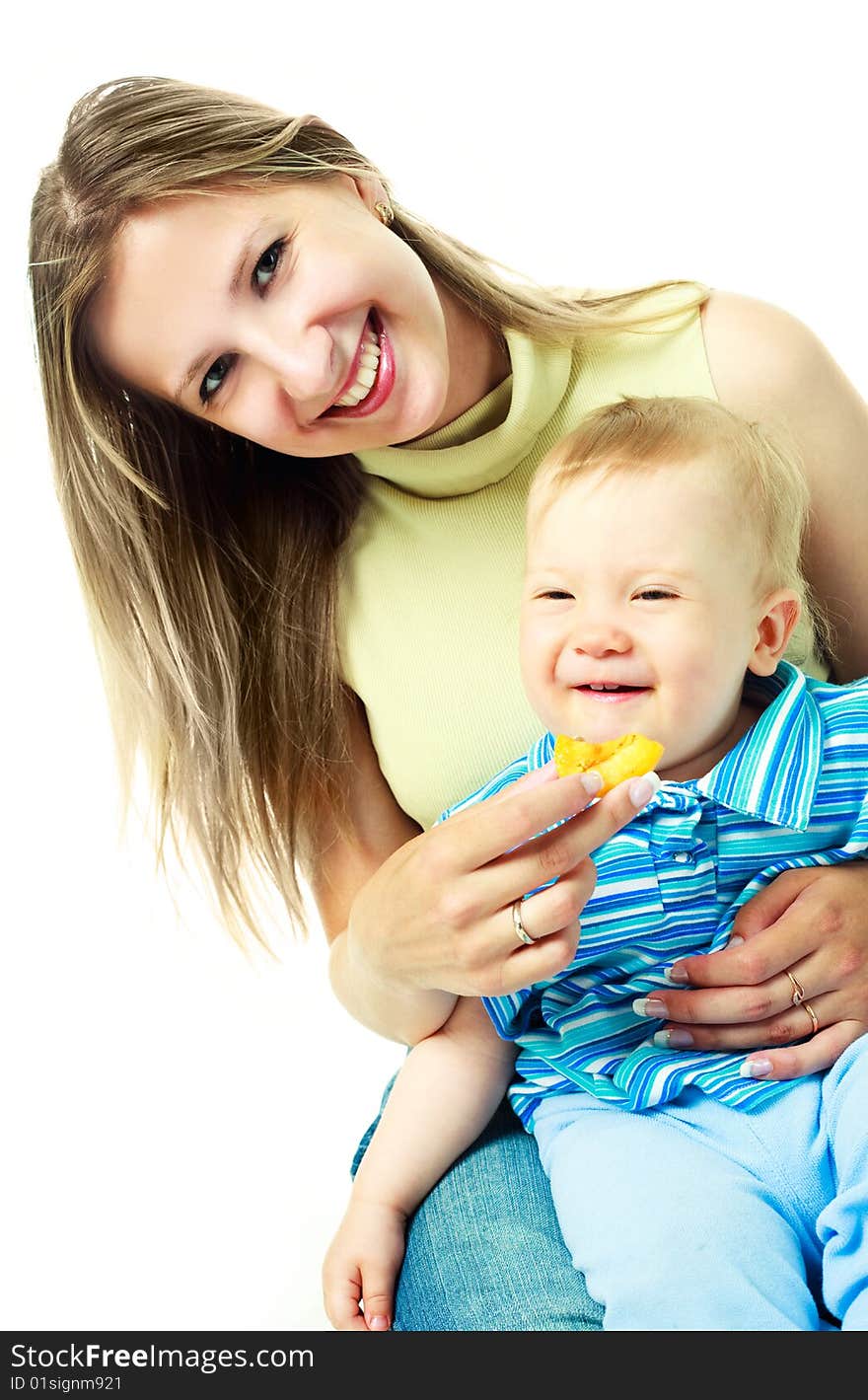 Mother feeding a baby