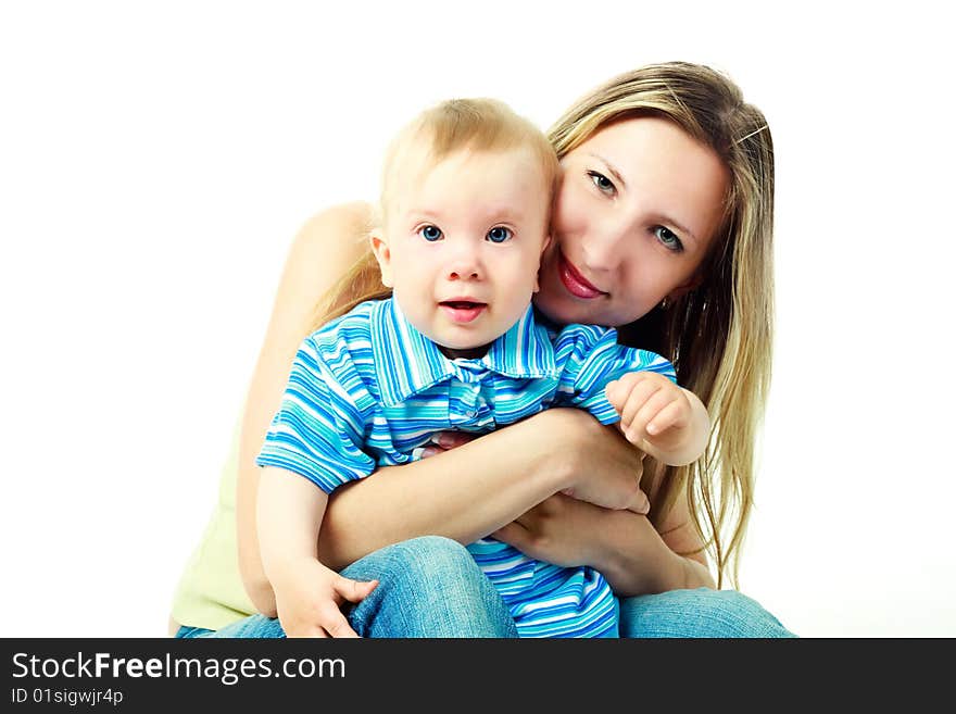 Happy young beautiful mother with her baby. Happy young beautiful mother with her baby