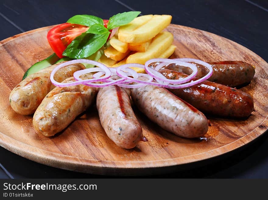 Assortment of grilled sausages