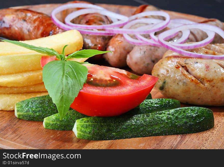 Assortment of grilled sausages