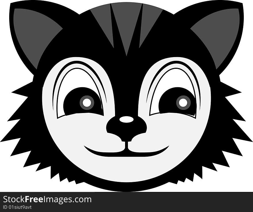 A black cat cartoon smiling