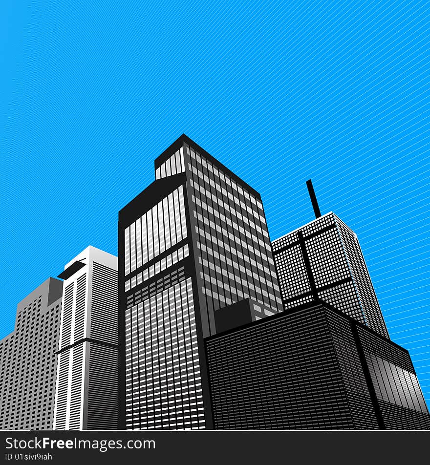 An illustration of modern buildings. An illustration of modern buildings