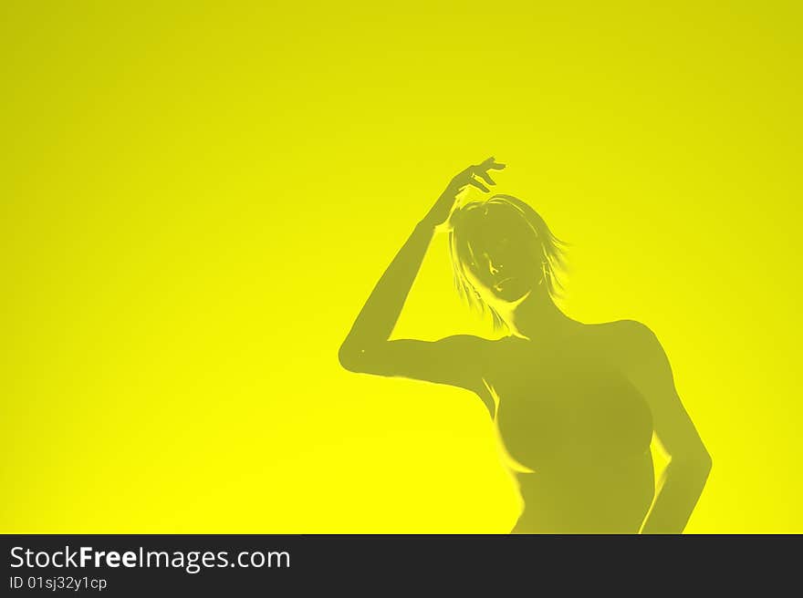 Lady silhoutte on yellow