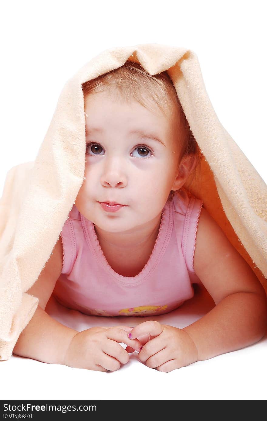 A little cute baby isolated in white. A little cute baby isolated in white