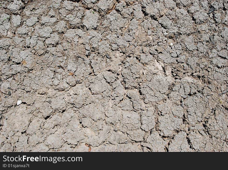 Very dry, cracked, parched earth or soil in drought conditions