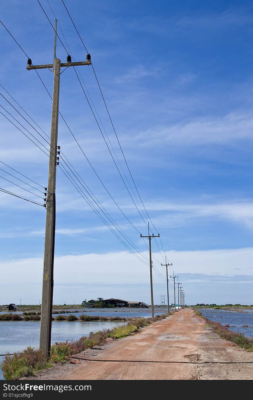 Power Lines In Country Of Thailand