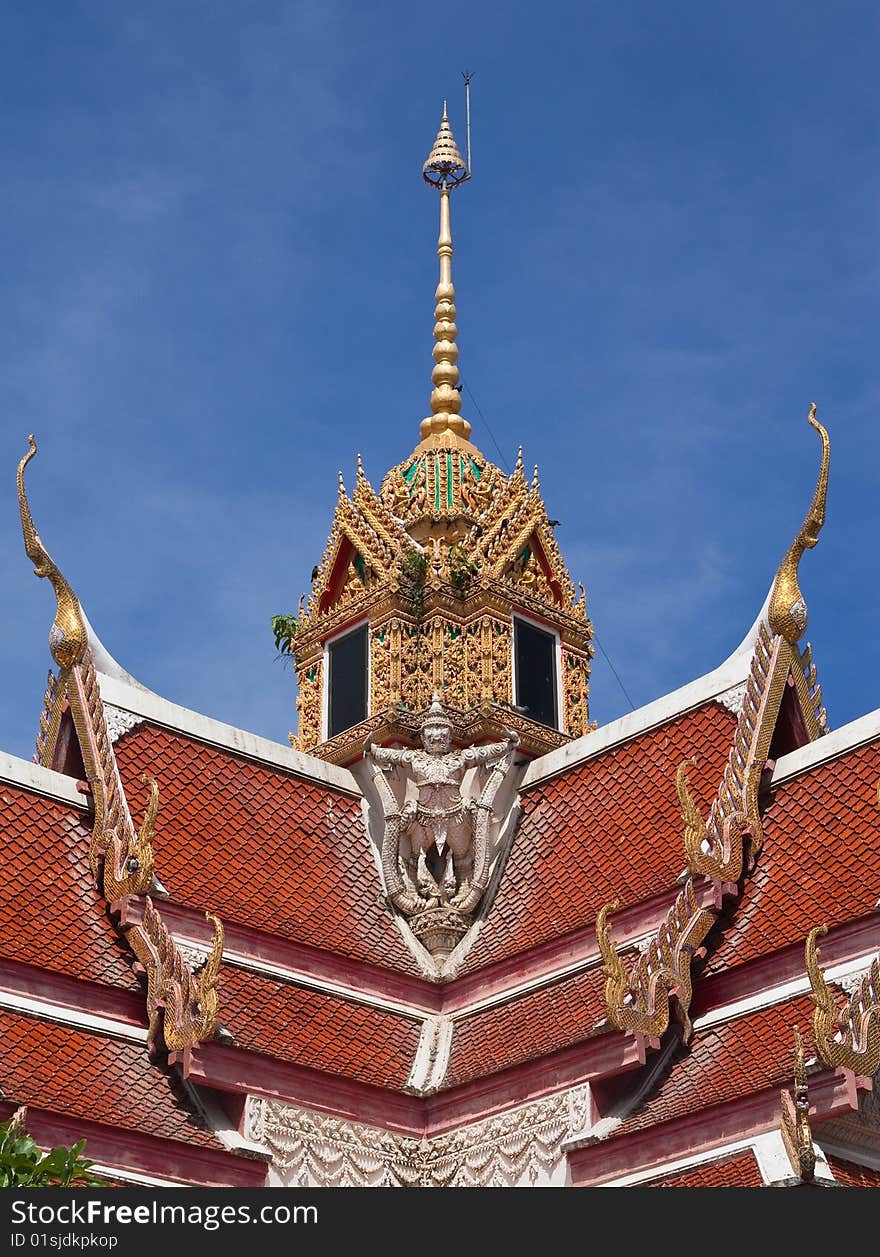 Roof of pavilion in Wat Kut Ti, Petchaburi province, Thailand. Roof of pavilion in Wat Kut Ti, Petchaburi province, Thailand