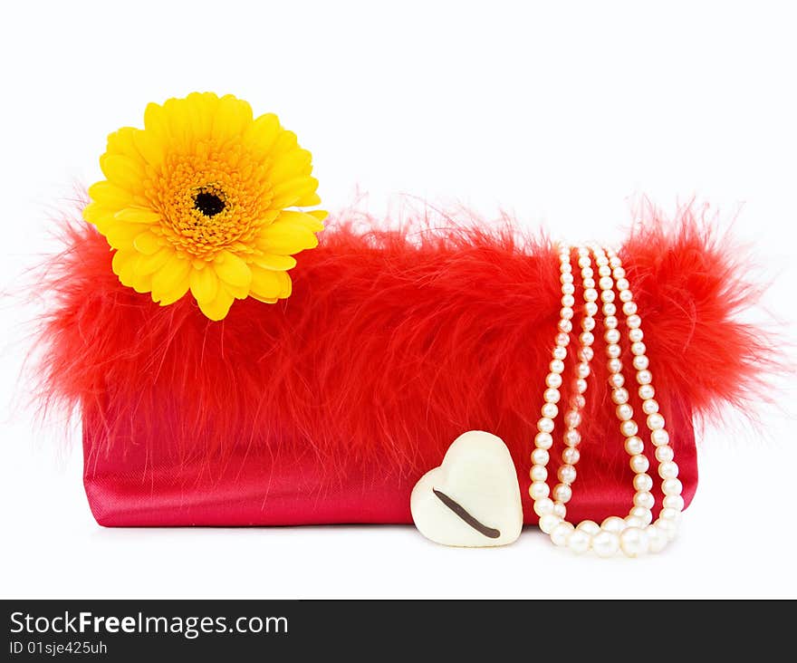 Glamour Girl - Red Vintage Handbag And Pearls