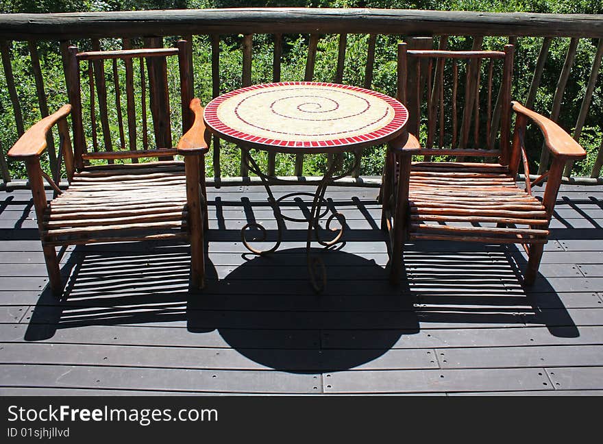 Wooden Chairs At Table