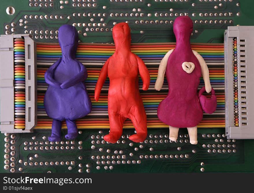 Plasticine figures in a digital world of e-commerce. Plasticine figures in a digital world of e-commerce