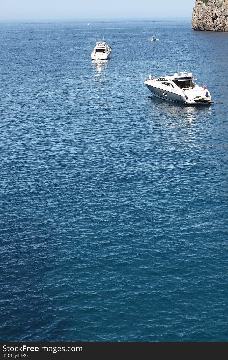 Three boats in the sea