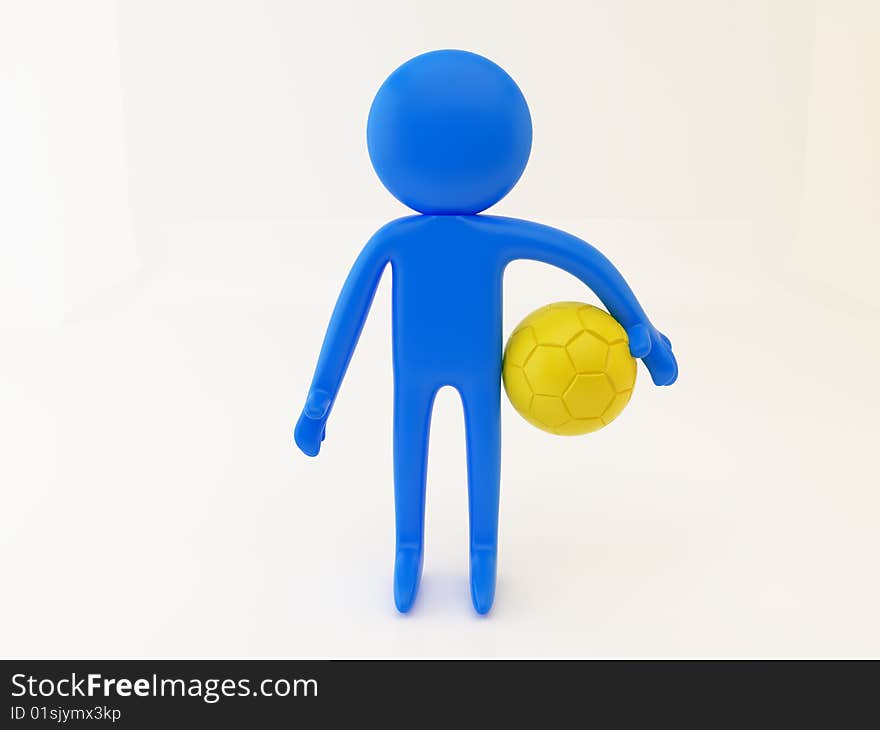 3d render of person with soccer ball. 3d render of person with soccer ball