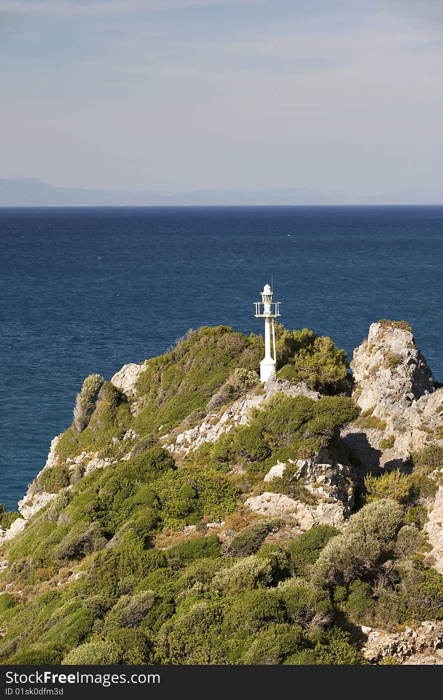 Lighthouse in island Samos in Greece