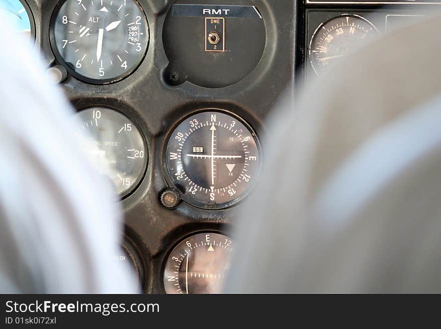 An instrument panel of an aircraft (cessna 172)