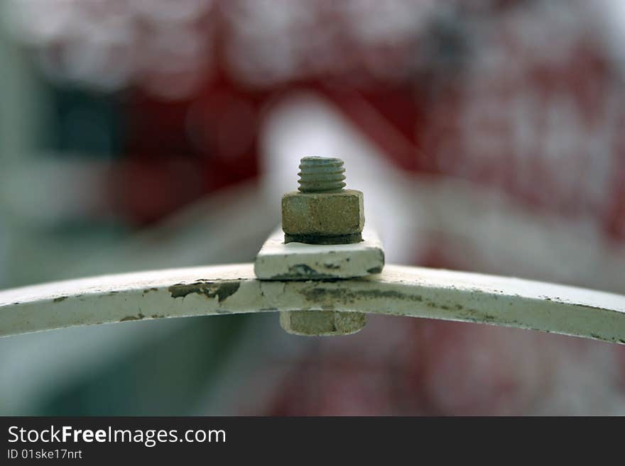 A photo of a nut and bolt on a media tower in Sydney, Australia