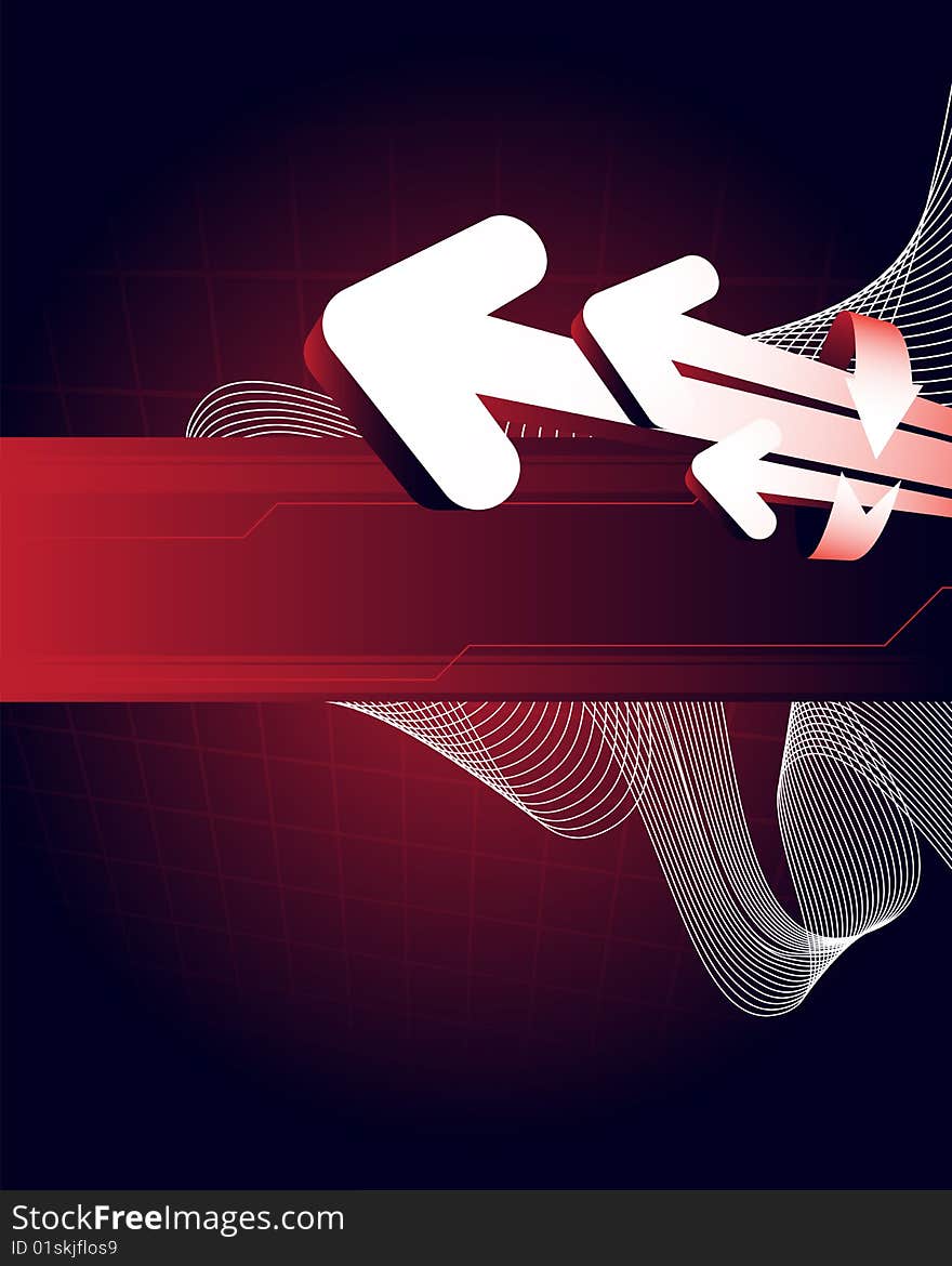 Red abstract background with arrows and place for your text