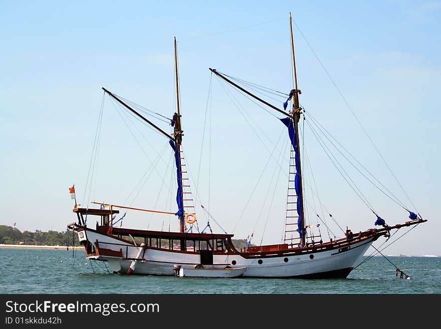 White yacht in Indian ocean