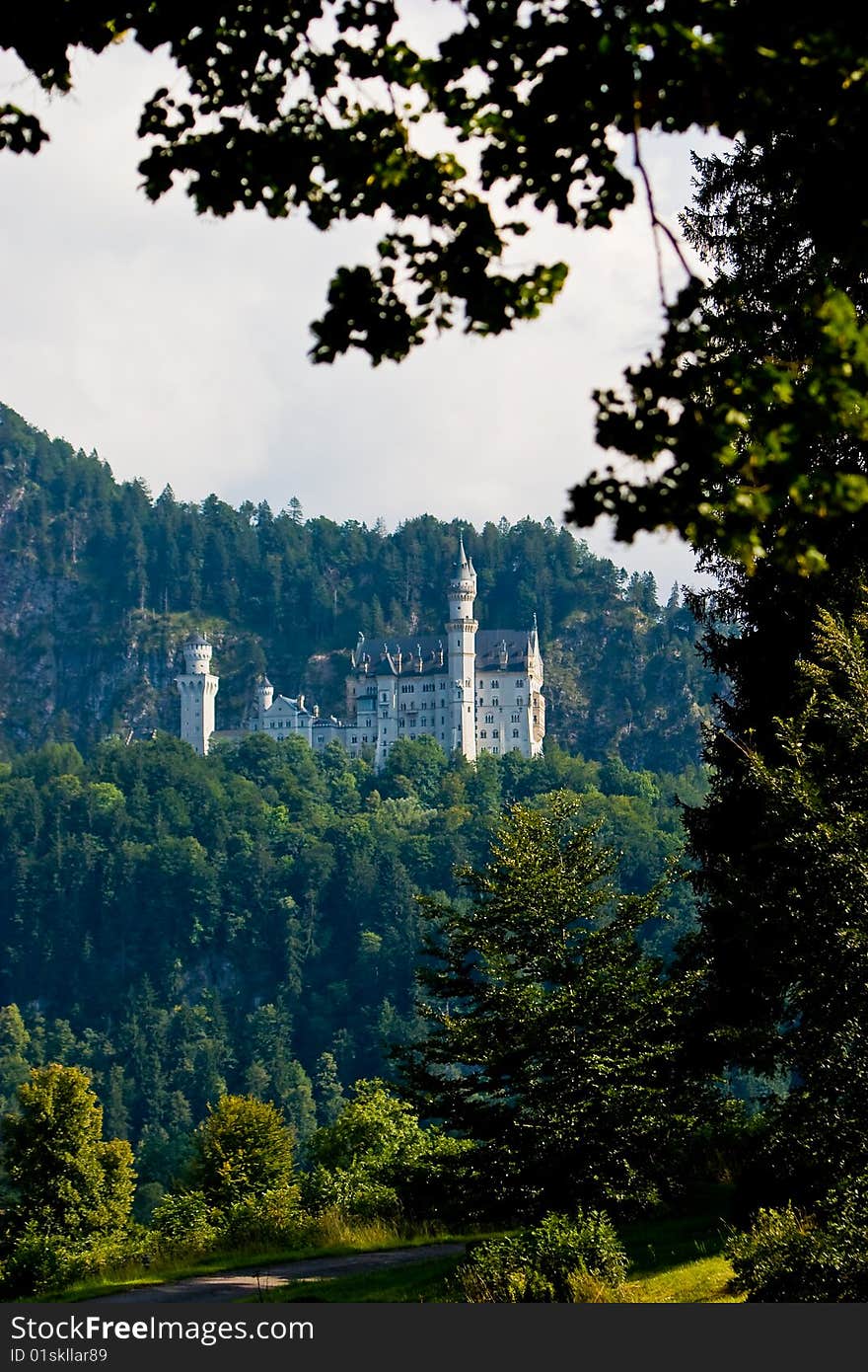 Castle Neuschwanstein In The Mountains