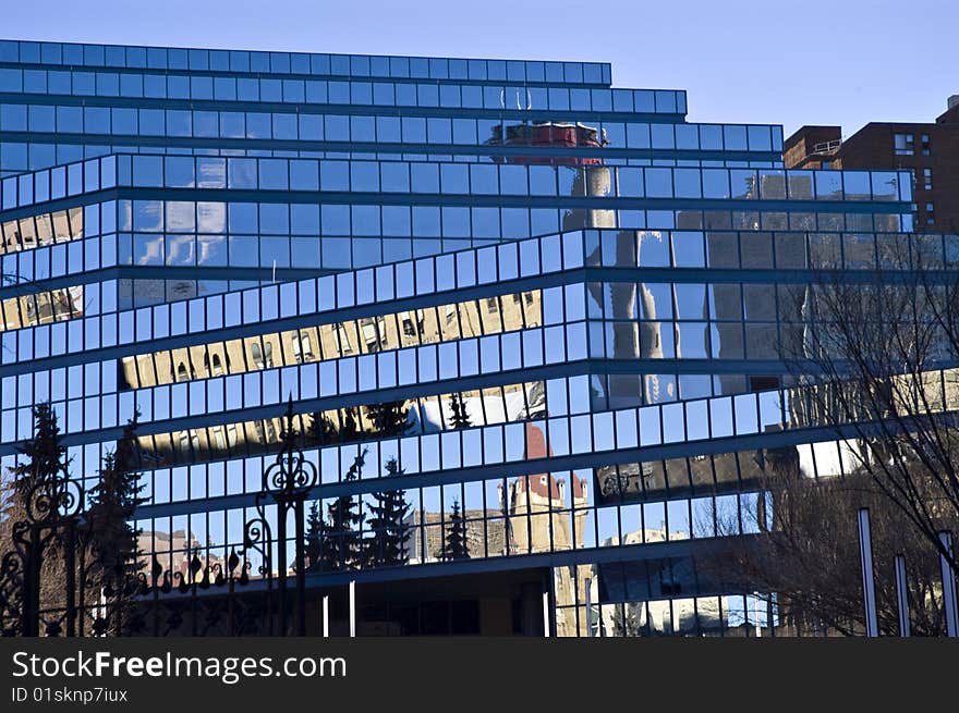 Blue glass building